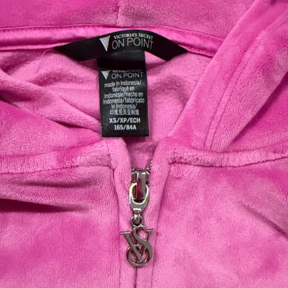 Victoria's Secret Velour Full-Zip Tracksuit Set Electric Pink Graphic Size XS - Picture 5 of 6